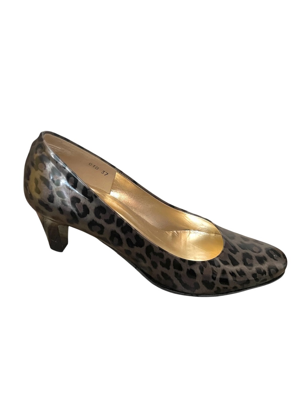 Ron White All Day Heels Leopard Print Mid Heel Pump Black Taupe Grey 37